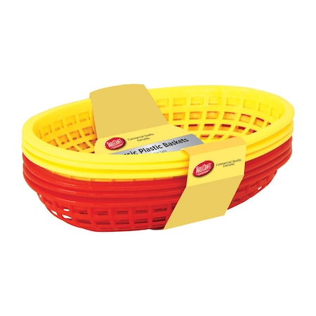 Tablecraft TableCraft Red/Yellow Plastic Food Baskets H1074RY-6